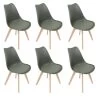 MEDALINE - Lot De 6 Chaises Scandinaves Kaki