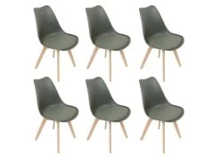 MEDALINE - Lot De 6 Chaises Scandinaves Kaki