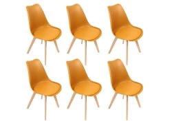 MEDALINE - Lot De 6 Chaises Scandinaves Jaunes