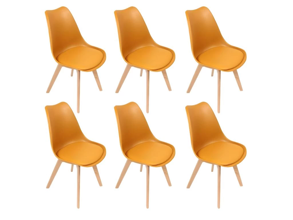 MEDALINE - Lot De 6 Chaises Scandinaves Jaunes 3 MEDALINE - Lot De 6 Chaises Scandinaves Jaunes