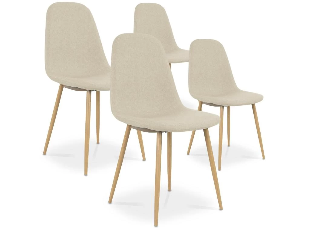 Lot De 4 Chaises Scandinaves Bali Tissu Beige 3 Lot De 4 Chaises Scandinaves Bali Tissu Beige