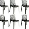 Lot 6 Chaises Ajourées Empilables Noires - GRUYER -Magasin de meubles de restaurant chaise 9245529
