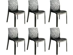 Lot 6 Chaises Ajourées Empilables Noires - GRUYER