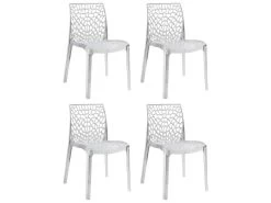 Lot 4 Chaises Ajourées Empilables Transparentes - GRUYER