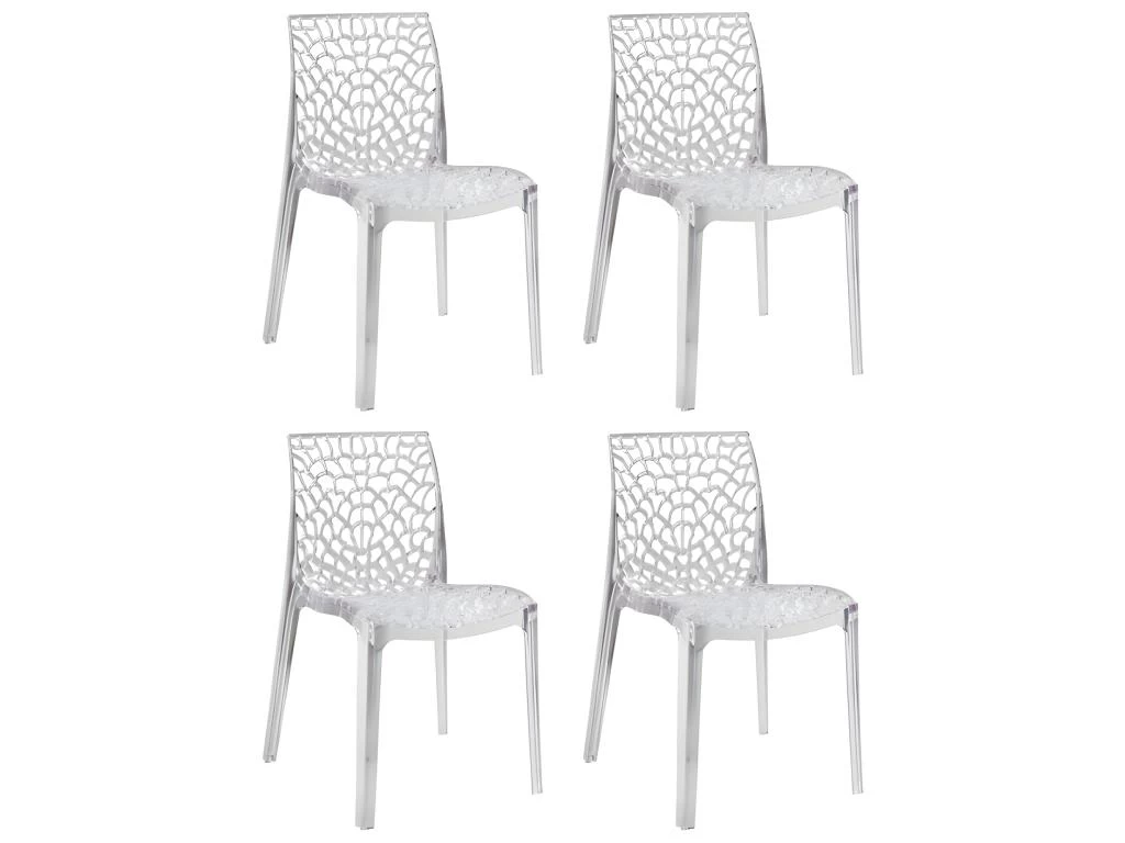 Lot 4 Chaises Ajourées Empilables Transparentes - GRUYER 3 Lot 4 Chaises Ajourées Empilables Transparentes - GRUYER