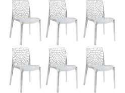Lot 6 Chaises Ajourées Empilables Transparentes - GRUYER