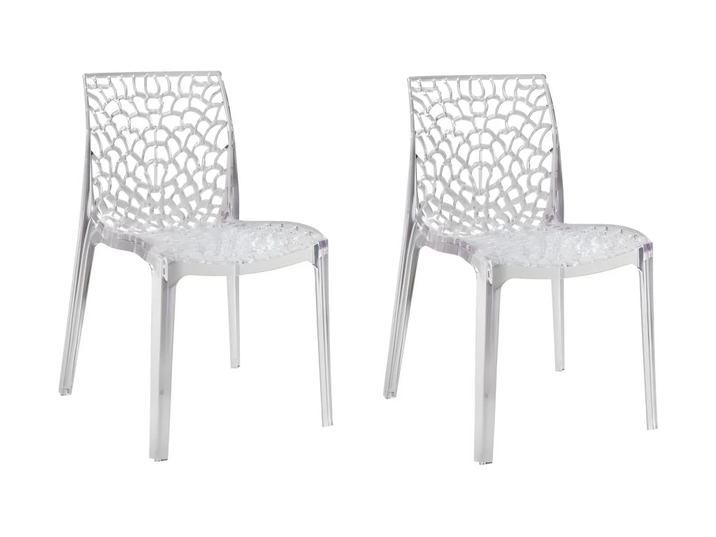 Lot 2 Chaises Ajourées Empilables Transparentes - GRUYER 3 Lot 2 Chaises Ajourées Empilables Transparentes - GRUYER
