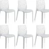 Lot 6 Chaises Ajourées Empilables Blanches - GRUYER -Magasin de meubles de restaurant chaise 9245595