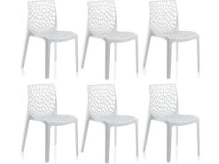 Lot 6 Chaises Ajourées Empilables Blanches - GRUYER