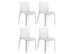 Lot 4 Chaises Ajourées Empilables Blanches - GRUYER