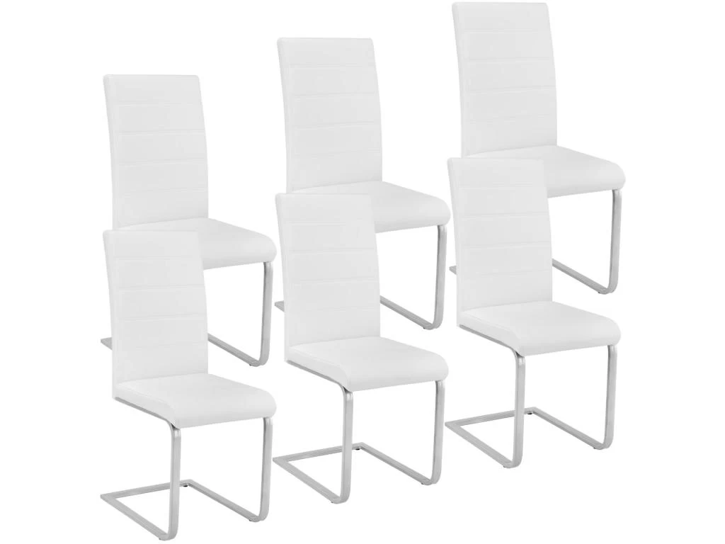Lot De 6 Chaises Pieds Acier Siège De Salon Cuisine Salle à Manger Design Carré élégant Blanc 08_0000121 3 Lot De 6 Chaises Pieds Acier Siège De Salon Cuisine Salle à Manger Design Carré élégant Blanc 08_0000121