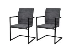 Lot De Deux Chaises De Salle à Manger 2 Pcs Cantilever Gris 1902103/2