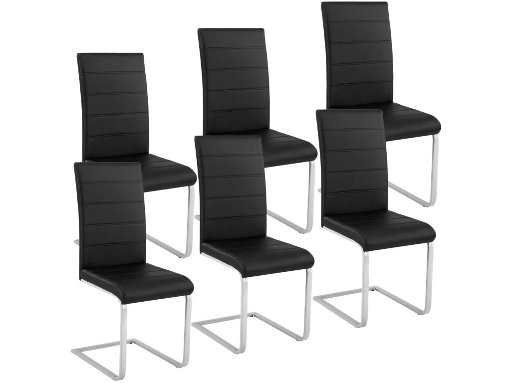 Lot De 6 Chaises Pieds Acier Siège De Salon Cuisine Salle à Manger Design Carré élégant Noir 08_0000120 3 Lot De 6 Chaises Pieds Acier Siège De Salon Cuisine Salle à Manger Design Carré élégant Noir 08_0000120