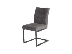 Chaise Velours Taupe Foncé Et Pieds Design En Métal Noir - VIVI