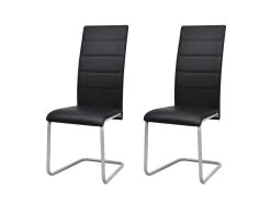 Lot De 2 Chaise De Salle à Manger Salon Entrée Porte-à-faux Noir 1902082