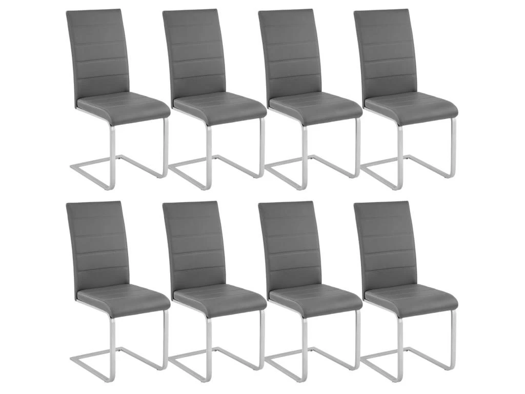 Lot De 8 Chaises Pieds Acier Siège De Salon Cuisine Salle à Manger Design Carré élégant Gris 08_0000092 3 Lot De 8 Chaises Pieds Acier Siège De Salon Cuisine Salle à Manger Design Carré élégant Gris 08_0000092