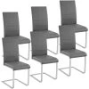 Lot De 6 Chaises Pieds Acier Siège De Salon Cuisine Salle à Manger Design Carré élégant Gris 08_0000122 -Magasin de meubles de restaurant chaise 9246219
