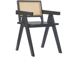 Fauteuil De Table En Bois Et Cannage Noir