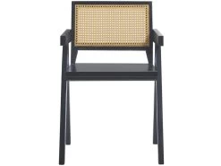 Fauteuil De Table En Bois Et Cannage Noir -Magasin de meubles de restaurant chaise 9247107