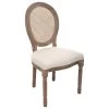 Chaise De Table En Coton Beige Lin Et Bois Blanchi Avec Dossier Cannage -Magasin de meubles de restaurant chaise 9247277