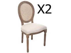 Lot De 2 Chaises En Bouleau Et Lin - L.56,5 X L.49,5 X H.95 Cm