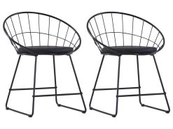 Lot De Deux Chaises De Salle à Manger Siège En Synthétique Noir Acier 1902199