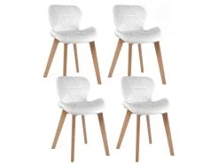 KAYELLES Lot De 4 Chaises Scandinaves Design Simili FATI (blanc)