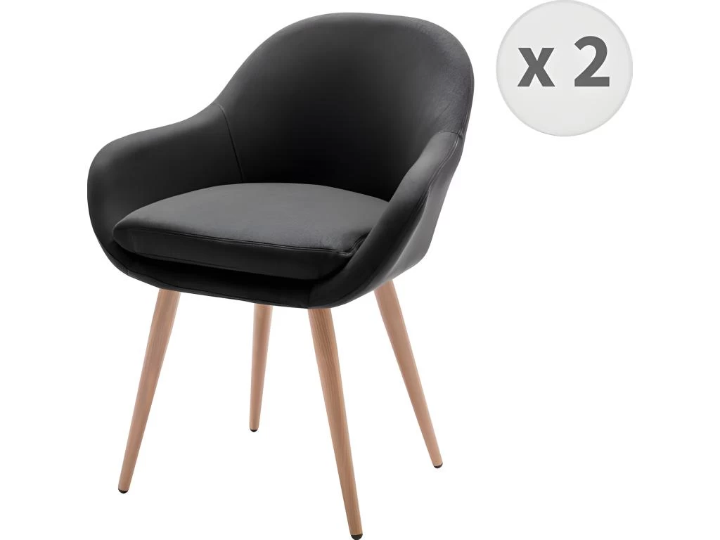 CANCUN - Chaise Scandinave Tissu Gris Anthracite Pieds Métal Effet Bois (x2) 3 CANCUN - Chaise Scandinave Tissu Gris Anthracite Pieds Métal Effet Bois (x2)