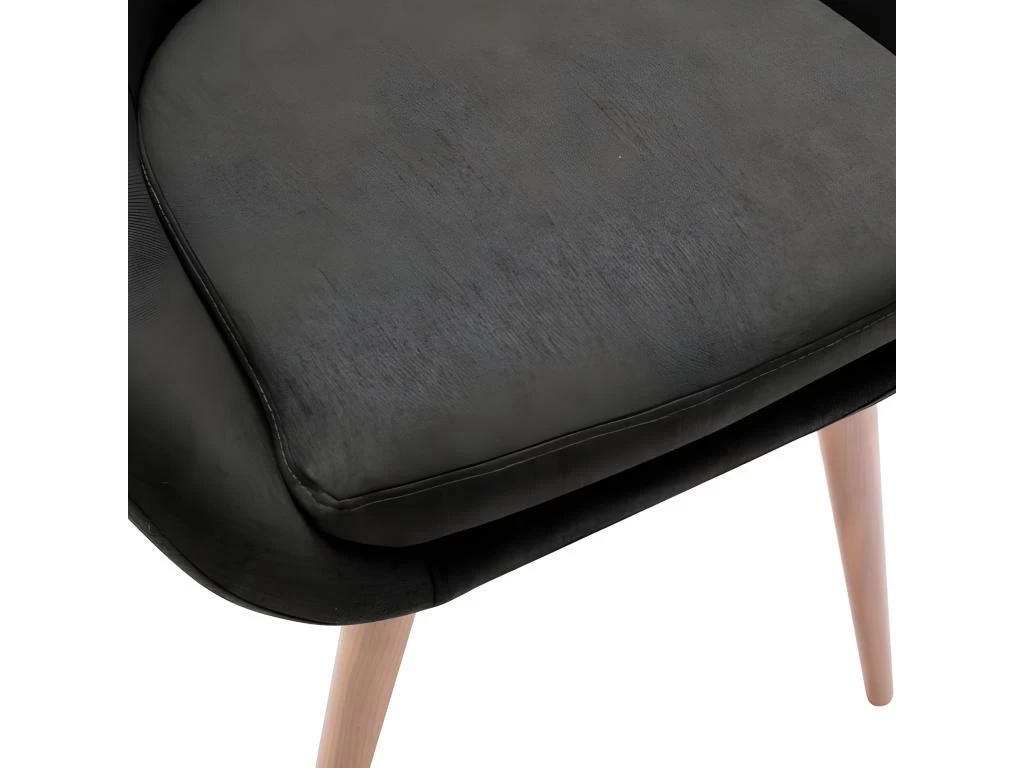 CANCUN - Chaise Scandinave Tissu Gris Anthracite Pieds Métal Effet Bois (x2) 6 CANCUN - Chaise Scandinave Tissu Gris Anthracite Pieds Métal Effet Bois (x2) – Image 4