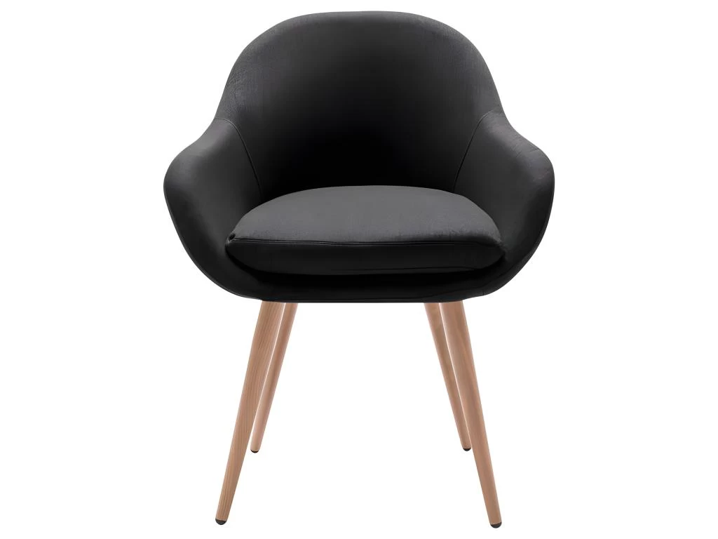 CANCUN - Chaise Scandinave Tissu Gris Anthracite Pieds Métal Effet Bois (x2) 7 CANCUN - Chaise Scandinave Tissu Gris Anthracite Pieds Métal Effet Bois (x2) – Image 5