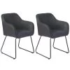 AMANCA - Lot De 2 Fauteuils Tissu Gris Et Simili Noir -Magasin de meubles de restaurant chaise 9250005