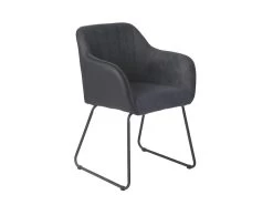 AMANCA - Lot De 2 Fauteuils Tissu Gris Et Simili Noir 9 AMANCA - Lot De 2 Fauteuils Tissu Gris Et Simili Noir -Magasin de meubles de restaurant chaise 9250009