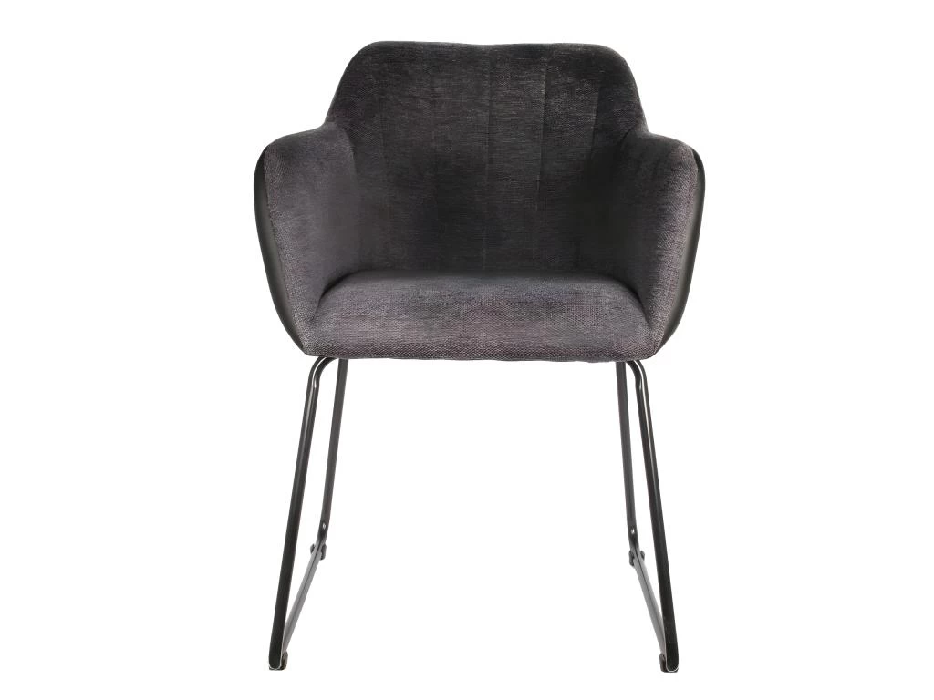 AMANCA - Lot De 2 Fauteuils Tissu Gris Et Simili Noir 6 AMANCA - Lot De 2 Fauteuils Tissu Gris Et Simili Noir – Image 4