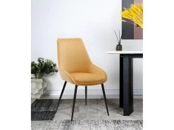 Lot De 2 Chaises En Velours Jaune Pieds En Métal Noir - JAZZY -Magasin de meubles de restaurant chaise 9250167