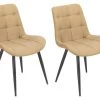 Lot De 2 Chaises En Tissu Jaune Pâle Pieds En Métal Noir - JAELLE -Magasin de meubles de restaurant chaise 9251811