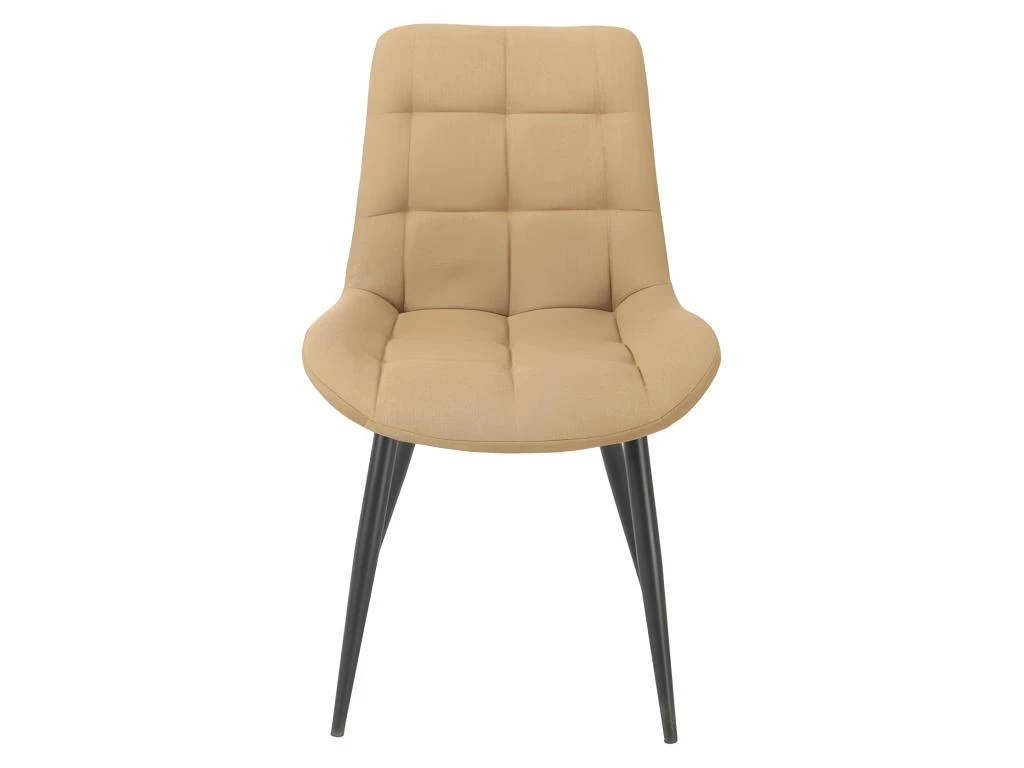 Lot De 2 Chaises En Tissu Jaune Pâle Pieds En Métal Noir - JAELLE 5 Lot De 2 Chaises En Tissu Jaune Pâle Pieds En Métal Noir - JAELLE – Image 3