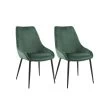 Lot De 2 Chaises En Velours Vert Et Piètement En Métal Noir - JAZZY -Magasin de meubles de restaurant chaise 9252031