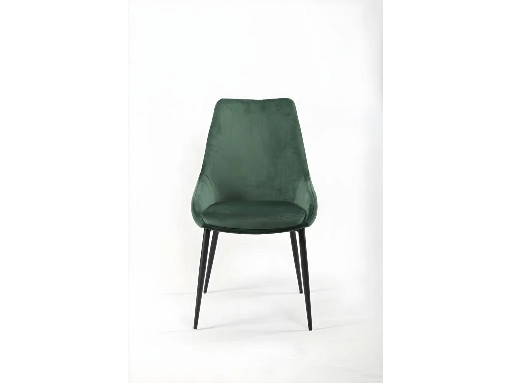 Lot De 2 Chaises En Velours Vert Et Piètement En Métal Noir - JAZZY 5 Lot De 2 Chaises En Velours Vert Et Piètement En Métal Noir - JAZZY – Image 3