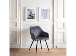 Chaise En Velours BERTILLE Grise - HAPPY GARDEN