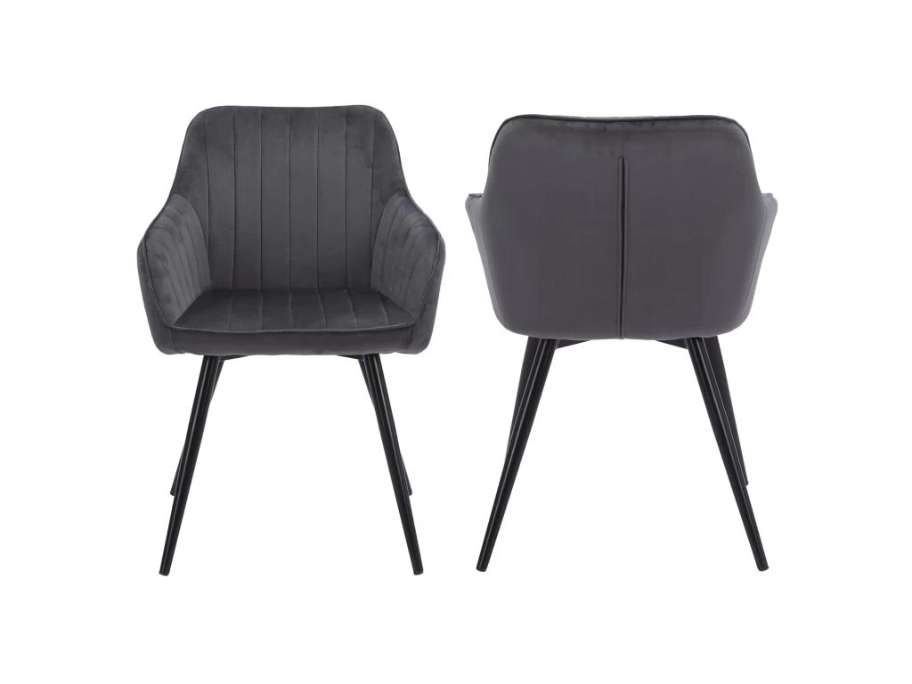 Chaise En Velours BERTILLE Grise - HAPPY GARDEN 6 Chaise En Velours BERTILLE Grise - HAPPY GARDEN – Image 4