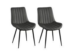 CAROLANN - Lot De 2 Chaises Grises Métal Et PVC