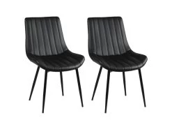 CAROLANN - Lot De 2 Chaises Noires Métal Et PVC