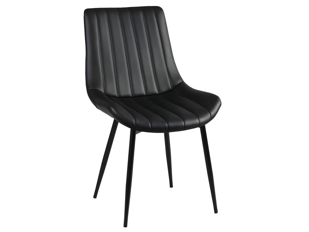 CAROLANN - Lot De 4 Chaises Noires Métal Et PVC 4 CAROLANN - Lot De 4 Chaises Noires Métal Et PVC – Image 2