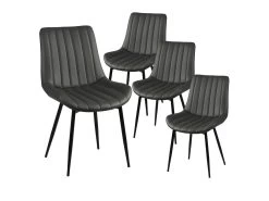CAROLANN - Lot De 4 Chaises Grises Métal Et PVC