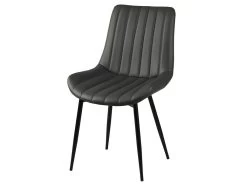 CAROLANN - Lot De 4 Chaises Grises Métal Et PVC -Magasin de meubles de restaurant chaise 9279781