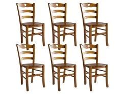 NAPLES - Lot De 6 Chaises Teinté Chêne Et Assises En Bois