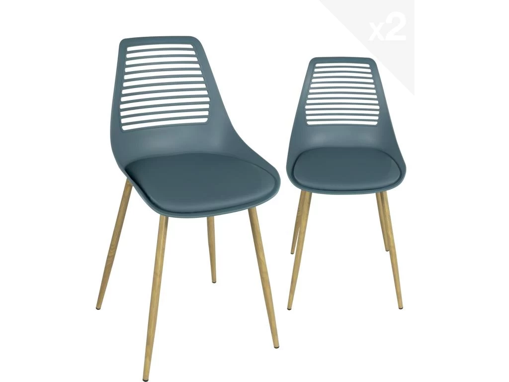 Lot De 2 Chaises De Cuisine Retro (bleu) GEOS 3 Lot De 2 Chaises De Cuisine Retro (bleu) GEOS