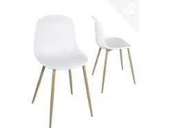 Lot De 2 Chaises De Cuisine Design YENI (blanc)