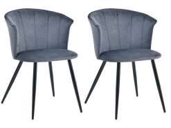 Lot De 2 Chaises De Salle à Manger, Fauteuil Scandinave, Assise Et Dossier Rembourrée En Velours Gris Foncé, Largeur D'assise 45 Cm, Pieds En Métal Noir, Charge 110 Kg, Pour Salon, Chambre à Coucher, Cuisine, Bureau