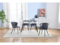 Lot De 2 Chaises De Salle à Manger, Fauteuil Scandinave, Assise Et Dossier Rembourrée En Velours Gris Foncé, Largeur D'assise 45 Cm, Pieds En Métal Noir, Charge 110 Kg, Pour Salon, Chambre à Coucher, Cuisine, Bureau -Magasin de meubles de restaurant chaise 9526145